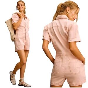 NWT Anthropologie THE KIT UTILITY ROMPER BY PILCRO jumper pink rose size 8